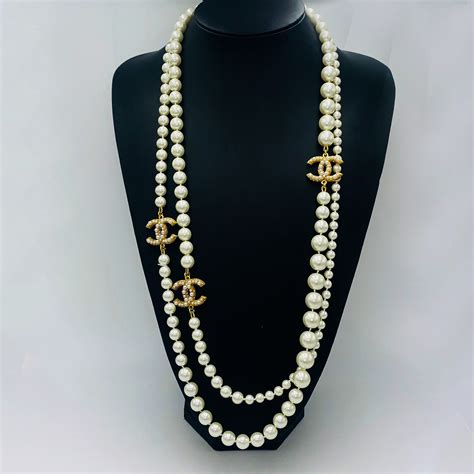 chanel inspired giant pearl|authentic chanel pearl necklace.